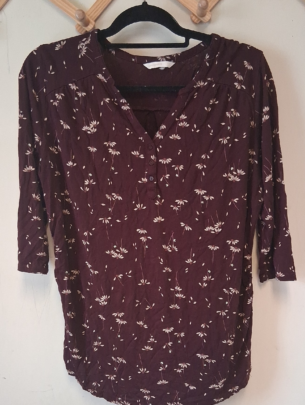 H&M Purple Floral Henley Tunic Top
